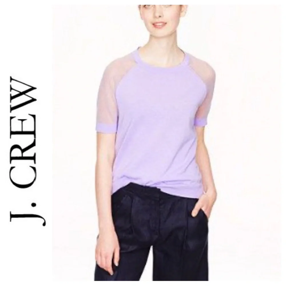 J. Crew Sheer Sleeve Crepe Sweater